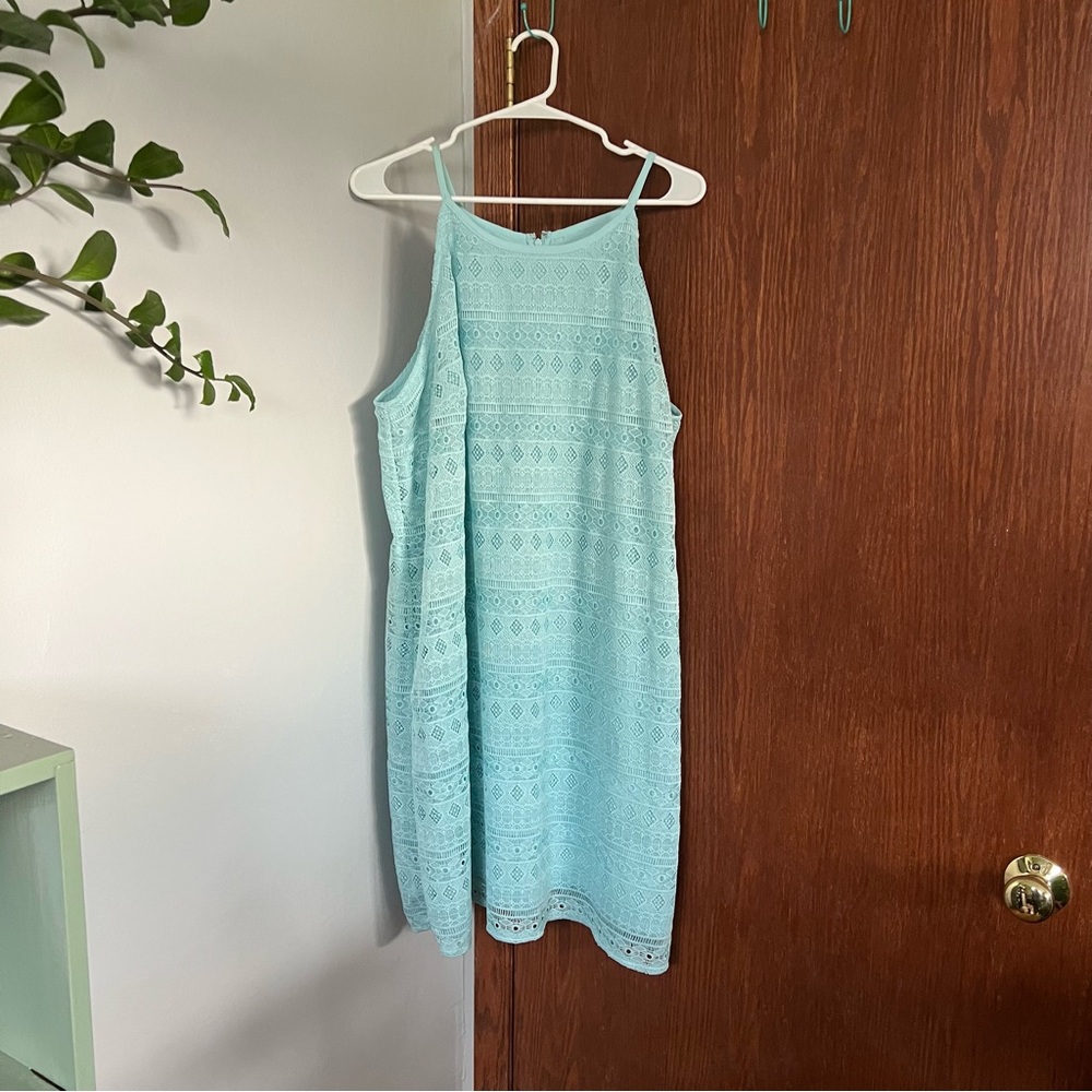 Loft Plus Light Blue Lace Halter Dress Size 18